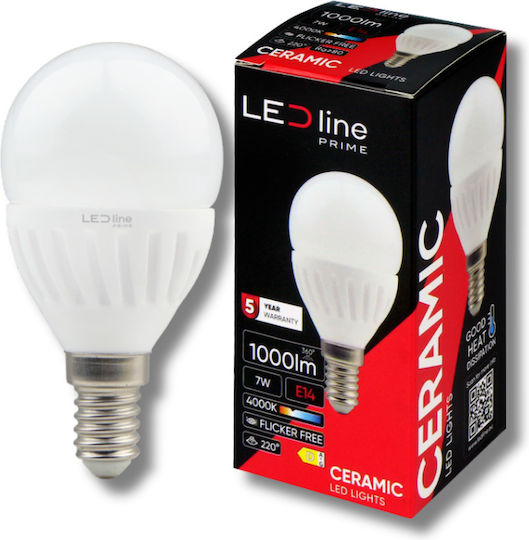 LED line LED-Lampe 7W für Fassung E14 und Form G45 Naturweiß 1000lm Dimmbar