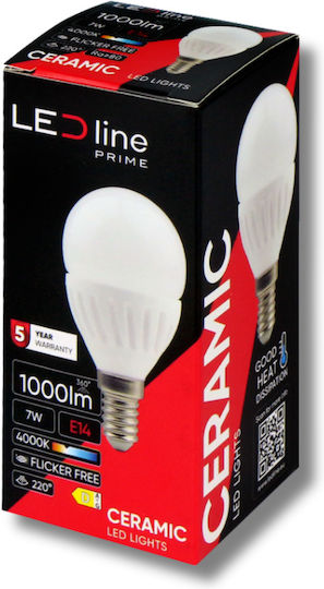LED line LED-Lampe 7W für Fassung E14 und Form G45 Naturweiß 1000lm Dimmbar