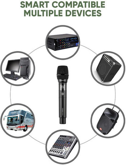 Sonic Gear WM 3000UL Ασύρματο Μικρόφωνο Χειρός για Φωνητικά σε Γκρι Χρώμα Obsidian