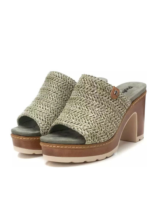 Mules with High Heel in Khaki Color