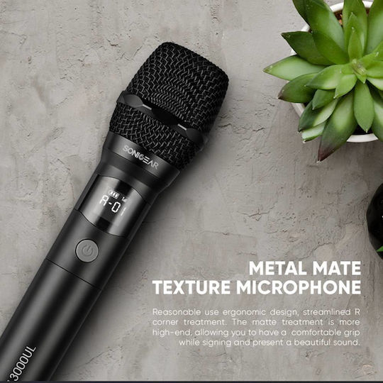 Sonic Gear WM 3000UL Ασύρματο Μικρόφωνο Χειρός για Φωνητικά σε Ασημί Χρώμα Palladium