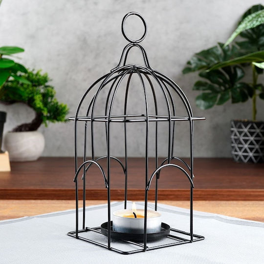 Metallic Tabletop Lantern Black 12.5x12.5x25cm Metallic Tabletop Lantern Black 12.5x12.5x25cm