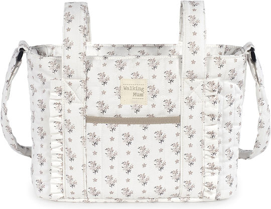 Walking Mum Shoulder Bag / Handbag Diaper Bag Botton Flowers Beige 41x25x12cm