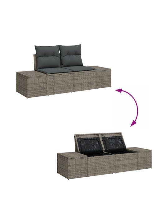 Corner Sofa Outdoor Rattan with Pillows 55x62x69cm