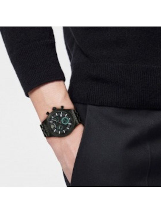 Versace Hellenyium Ανδρικό Ρολόι Μπαταρίας με Μαύρο Μεταλλικό Μπρασελέ