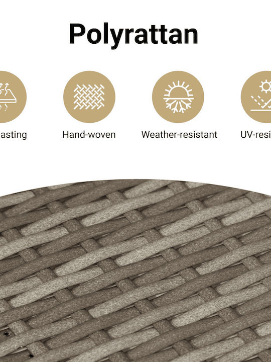 Three-Seater Outdoor Rattan Sofa with Cushions 55x55x69cm