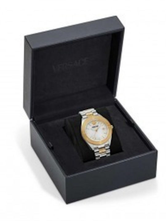Versace V-dome Ανδρικό Ρολόι Μπαταρίας με Ασημί Μεταλλικό Μπρασελέ