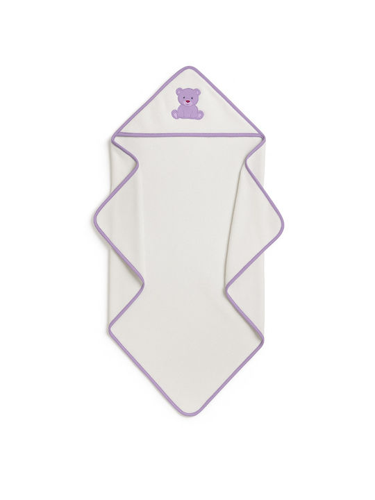 Beboulino Βρεφική Κάπα-Μπουρνούζι με Κουκούλα Bear Violet 90x90εκ.