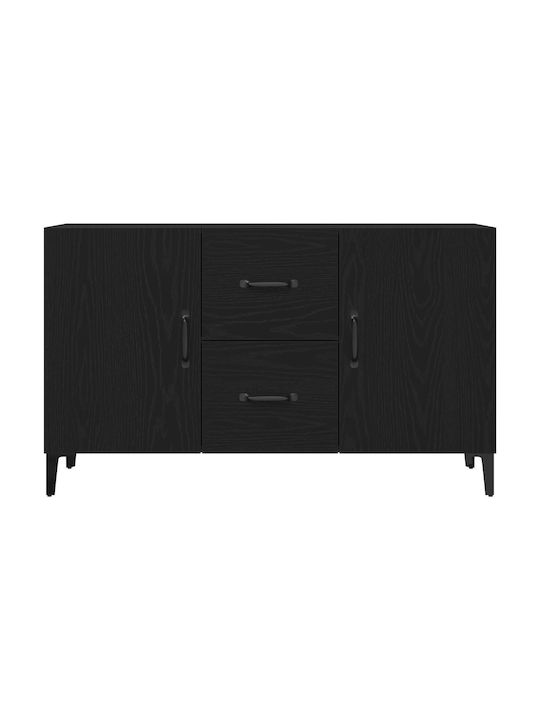 Sideboard Wooden with Drawers Black Oak 100x36x60cm