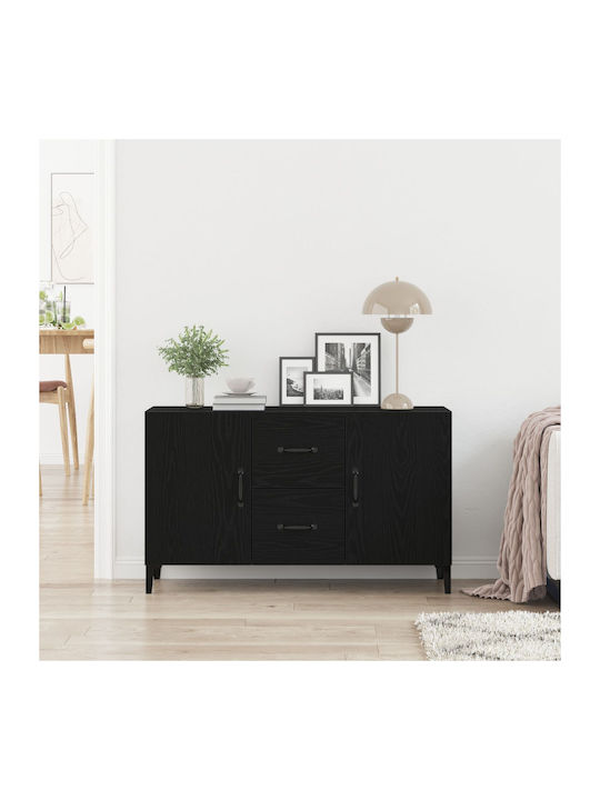 Sideboard Wooden with Drawers Black Oak 100x36x60cm