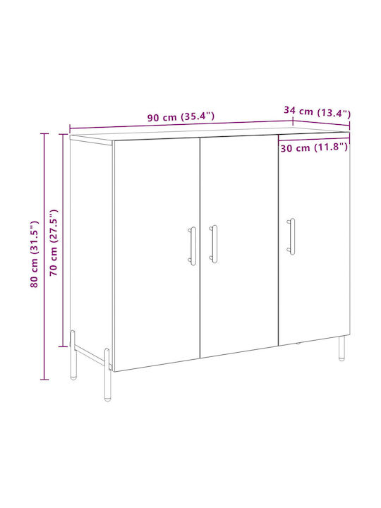 Μπουφές Ξύλινος Μαύρης Δρυς 90x34x80cm