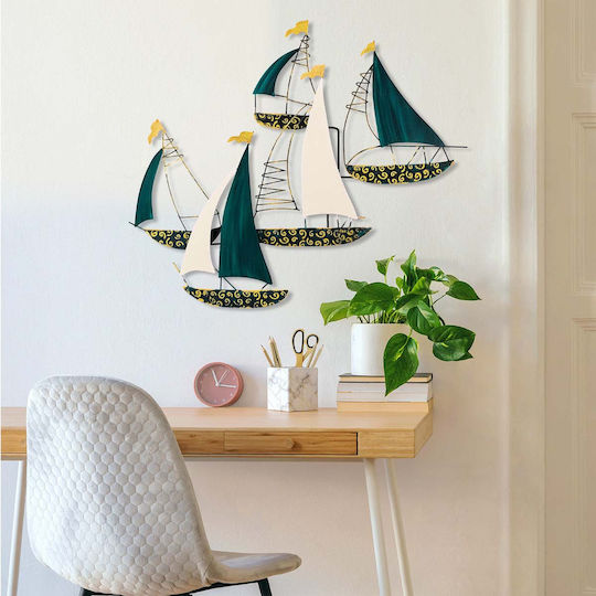 Kadirga Wall Decor 930dyu1191 77x91cm White-green-gold Wallity Metal