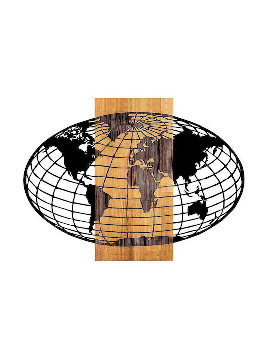 Asir Group 3D Mixed Art Wold Μαύρο από Ξύλο 87x3x58cm