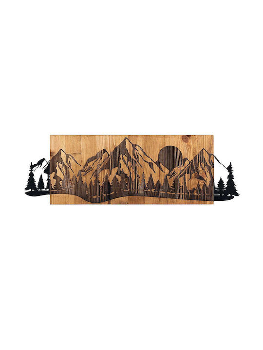 Asir Group Artă Mixtă 3D Sundown Negru Din Lemn 75.5x24.5cm