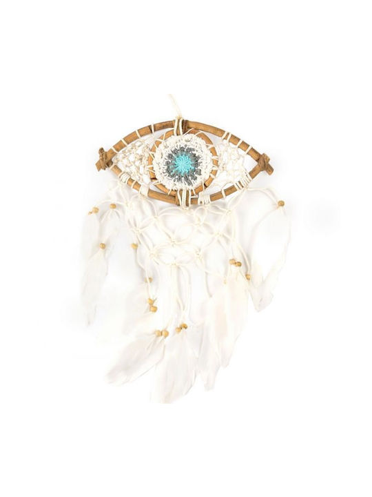 Synchronia Decorațiune Dreamcatcher Lucrată Manual Albă Din Lemn 30x16cm