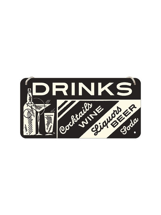 Nostalgic Art 3D Wanddekoration Schild Open Bar Handgefertigt aus Metall 20x1x10cm