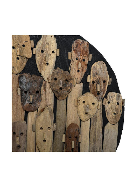 Fylliana Wall Decor Mask Handmade Brown Wooden 60x8x60cm