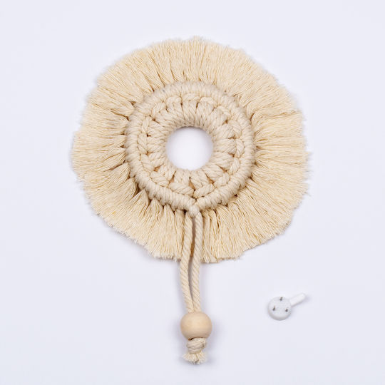 GloboStar Macrame Hanging Handmade Beige Fabric Wall Decor 14x14cm