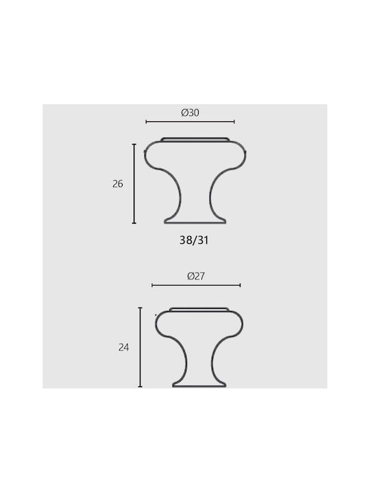 Zogometal 38 Knopf Möbelgriff aus Metallisch Matt Nickel - Chrome Ø27mm 38 1Stück
