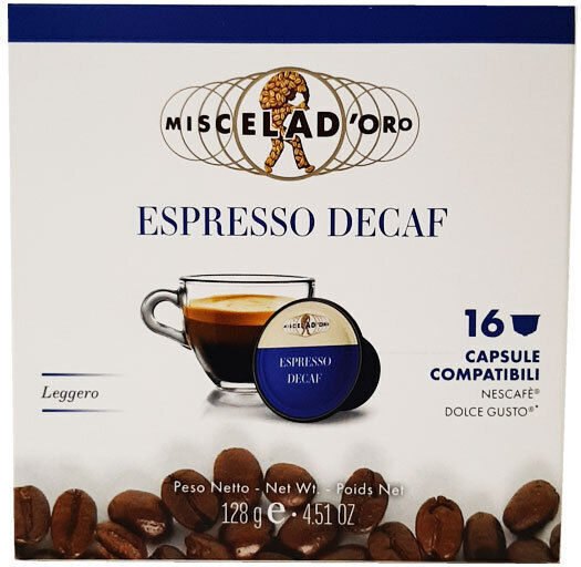 Miscela D'oro Capsule Espresso Decafeinizat Compatibile cu Mașina Dolce Gusto 16capace