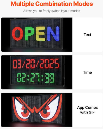 Vevor 27x14 Inch Programmable LED Sign Scrolling Digital Display P5 Color