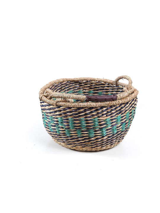 Soulworks Frost Decorative Basket Wicker with Handles Black-Blue 30x30x18cm