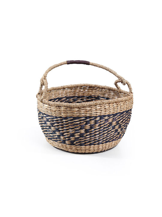 Soulworks Herbal Decorative Basket Wicker with Handles Black-Natural 35x35x20cm