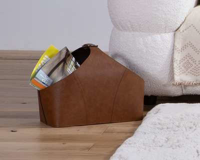 Καλαθι Lethal 30x20x32 Υφη Δερματος Latte Nef-nef Homeware