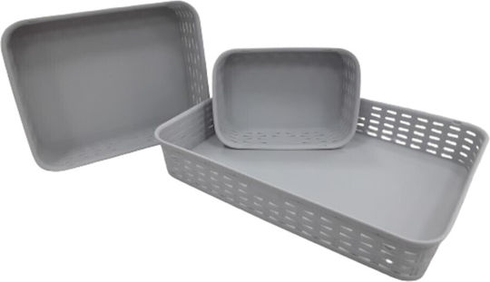 Beboulino Set dekorative Körbe Rattan Gray 3Stück