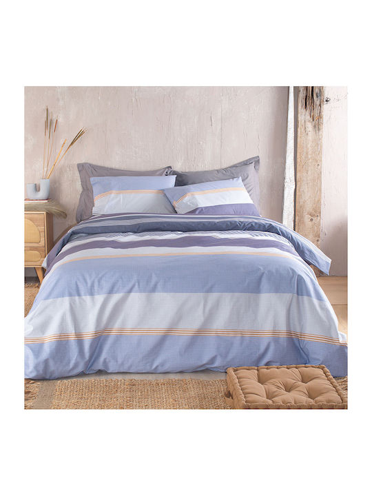 Rythmos Duvet Cover Set Cotton Single with Pillowcase 160x250 Boost Blue