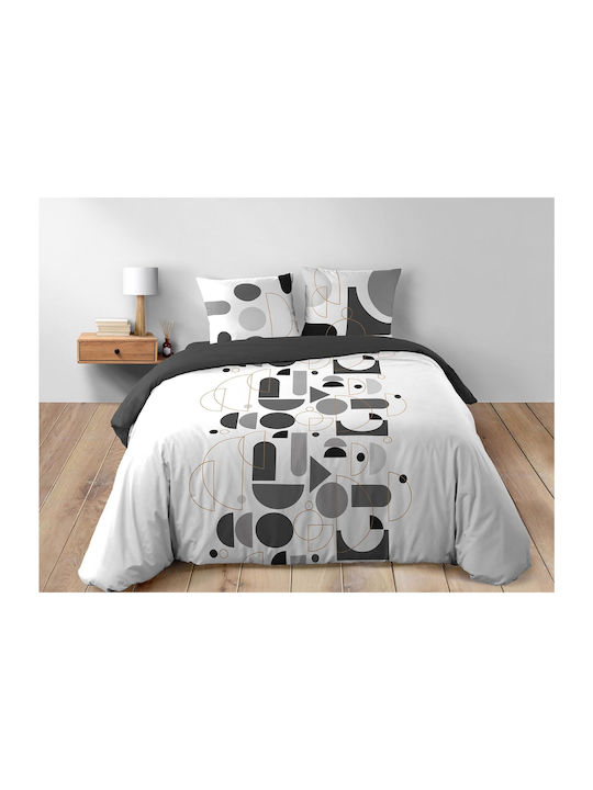 Douceur d'Intérieur Bettbezug-Set Baumwolle Übergröße mit 2 Kissenbezügen 220x240 Chilipop Gray