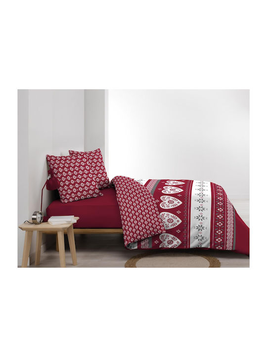 Douceur d'Intérieur Duvet Cover Set Cotton Queen with 2 Pillowcases 220x240 Alpage Burgundy