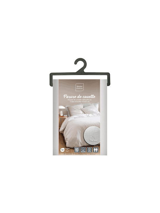 Douceur d'Intérieur Duvet Cover Set Cotton Queen with 2 Pillowcases 240x260 Meline White
