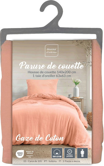 Douceur d'Intérieur Duvet Cover Set Cotton Single with Pillowcase 140x200 Angelia Pink