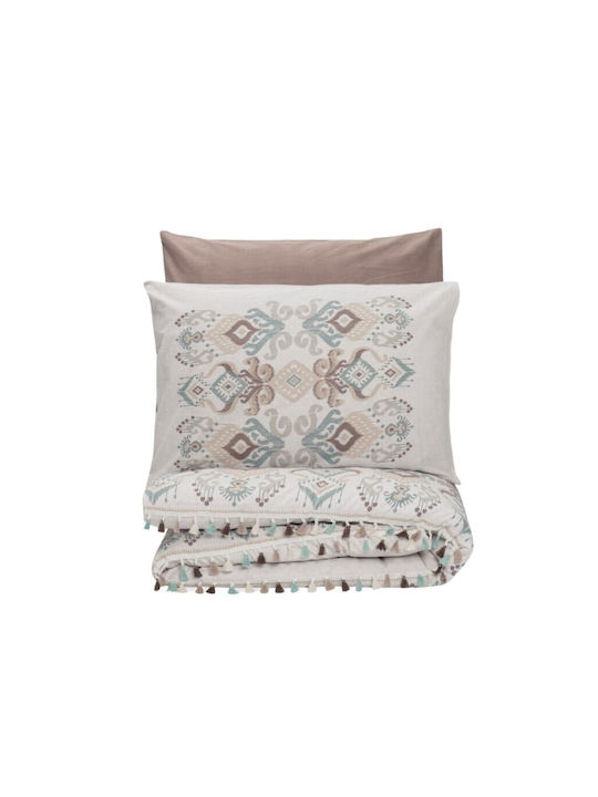 Cotton Box Set Husă de Pilotă Bumbac Single cu Față de Pernă & 1 Cearsaf 160x220 Asilo Brown