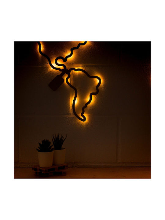 Hartă Mondială din Lemn MDF Miss Wood cu LED Maro