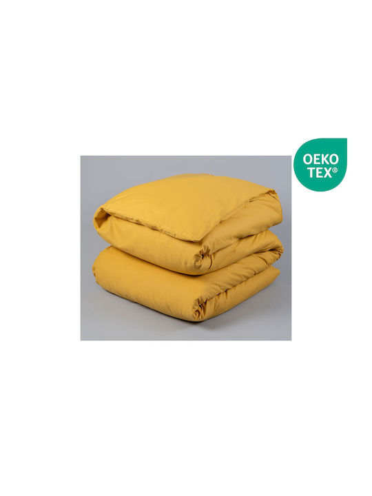 Easy Home Παπλωματοθήκη Βαμβακερή Μονή 160x220 Μουσταρδί
