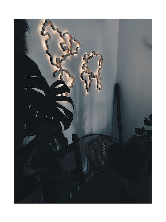 Woody Παγκόσμιος Χάρτης Mdf Miss Wood Led Λεύκος