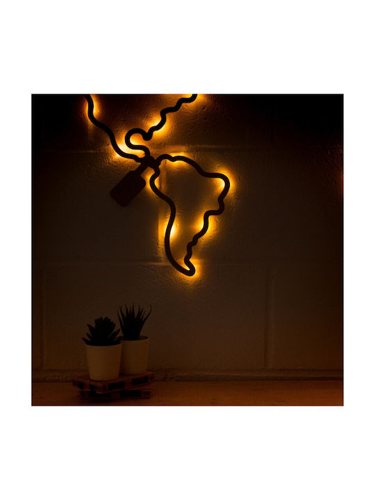 Hartă Mondială din Lemn MDF Miss Wood cu LED Maro