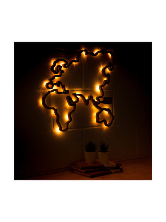 Hartă Mondială din Lemn MDF Miss Wood cu LED Maro