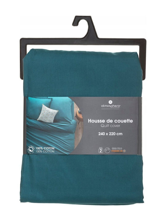 Atmosphera Παπλωματοθήκη Βαμβακερή Υπέρδιπλη 240x220 Πετρόλ
