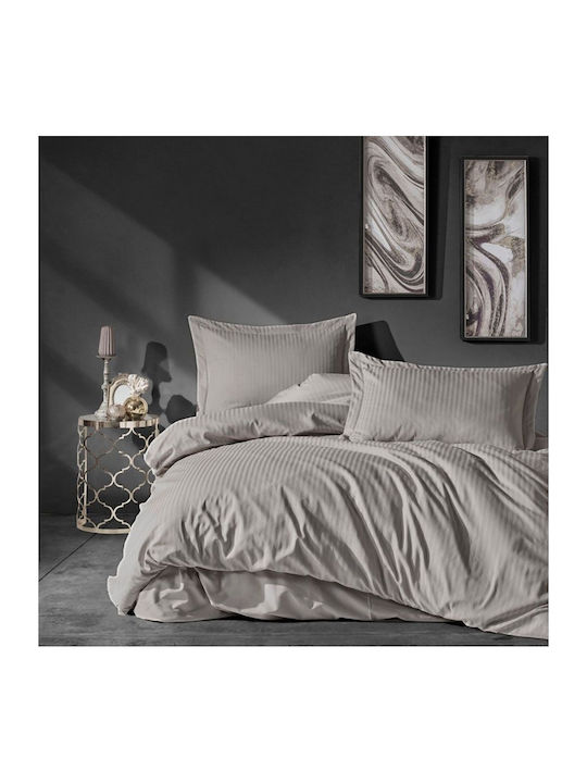 Mijolnir Duvet Cover Set Cotton Double with 2 Pillowcases & 1 Sheet 200x220 Premium Elegant Gray
