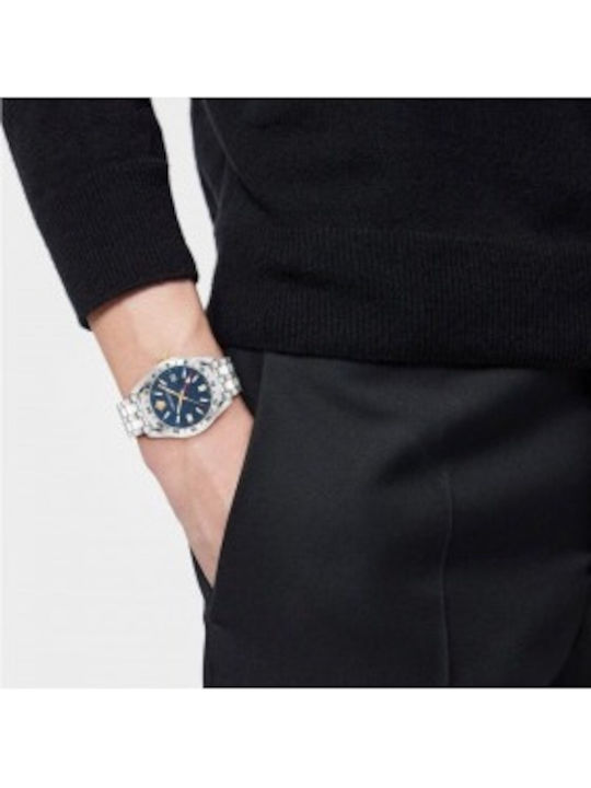 Versace Greca Time Ανδρικό Ρολόι Μπαταρίας με Ασημί Μεταλλικό Μπρασελέ