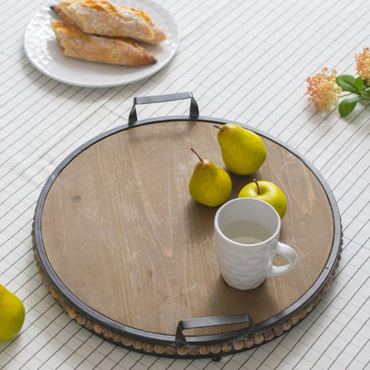 Artekko Metallic Round Decorative Tray 45x45x9cm