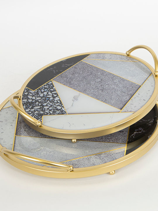 Metallic Round Decorative Tray 35x35x6cm 2pcs