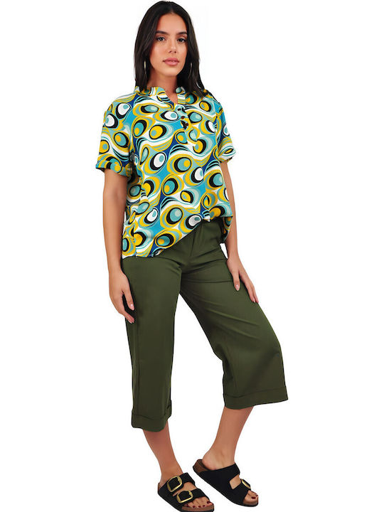 Kurzärmelig Damen Hemd Colorful Druck