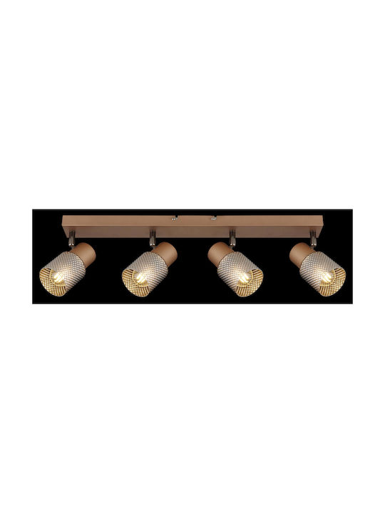 Globo Lighting Spot with 4 Lights and with Socket E14 in Brown Color