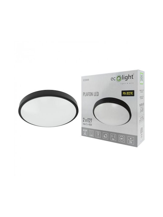 Eco Light Mount Ceiling Light 31cm Black with E27 Lamp Adapter
