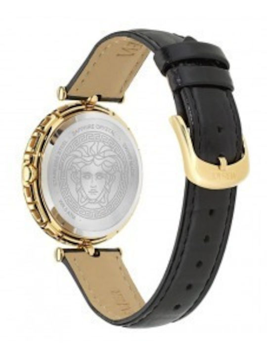 Versace Medusa Women's Watch with Black Leather Strap