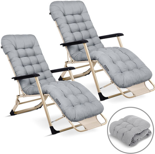 Set 2 Perne pentru Șezlong de Grădină Pliabil Sofotel Chillwell Gri Deschis